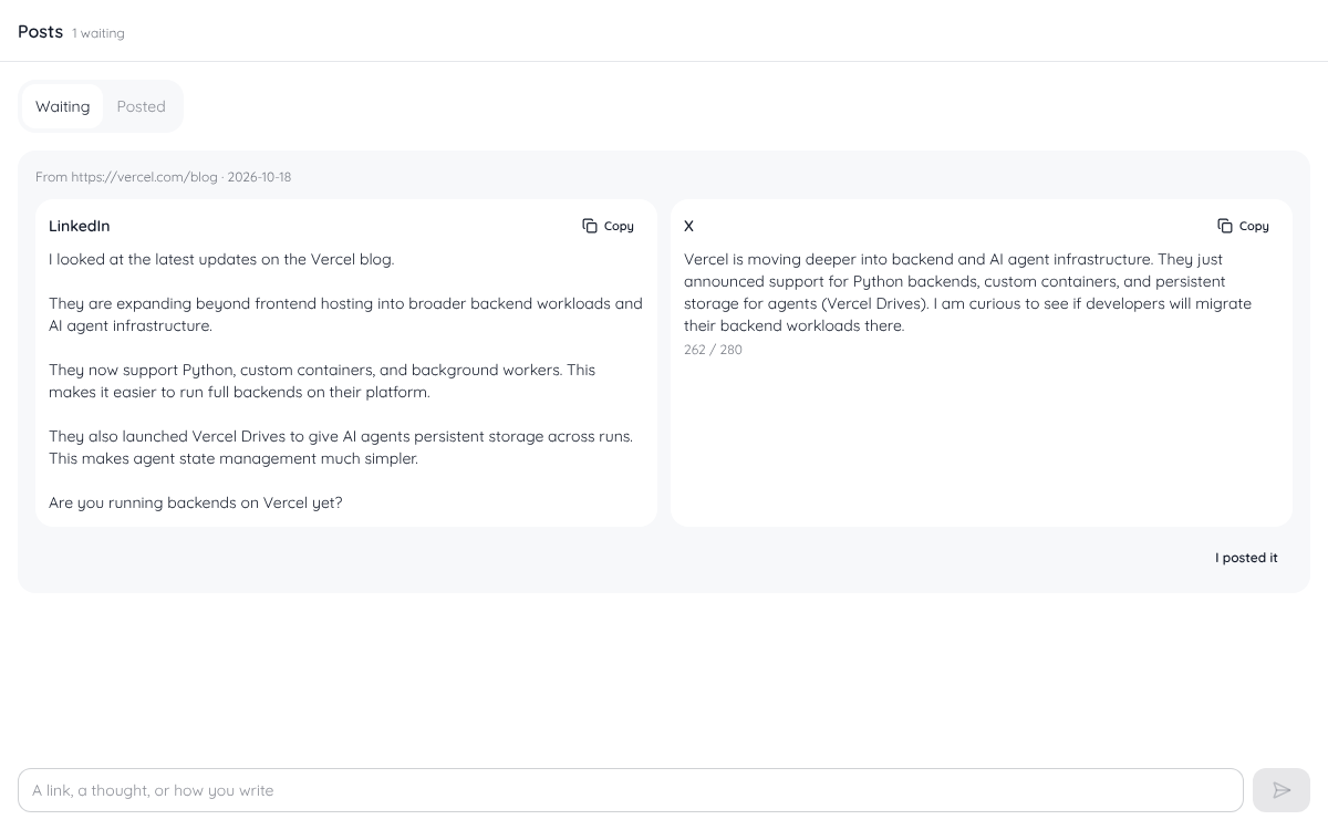 Posts's page