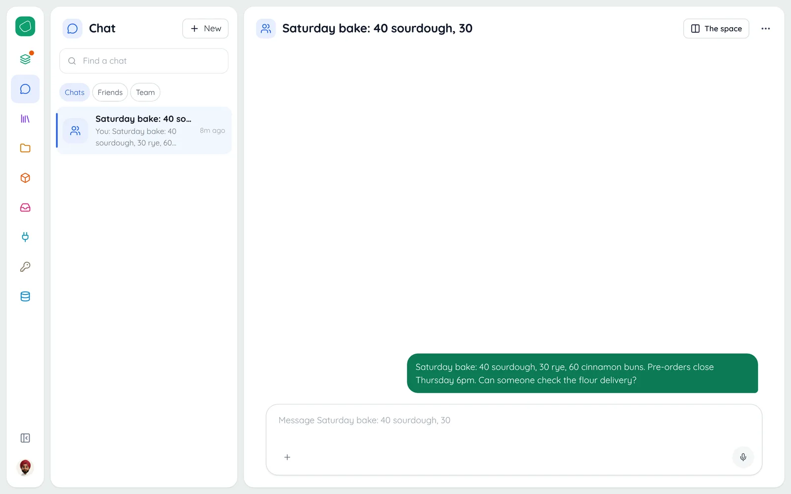 Chat: Chats, Friends and Team, and + New